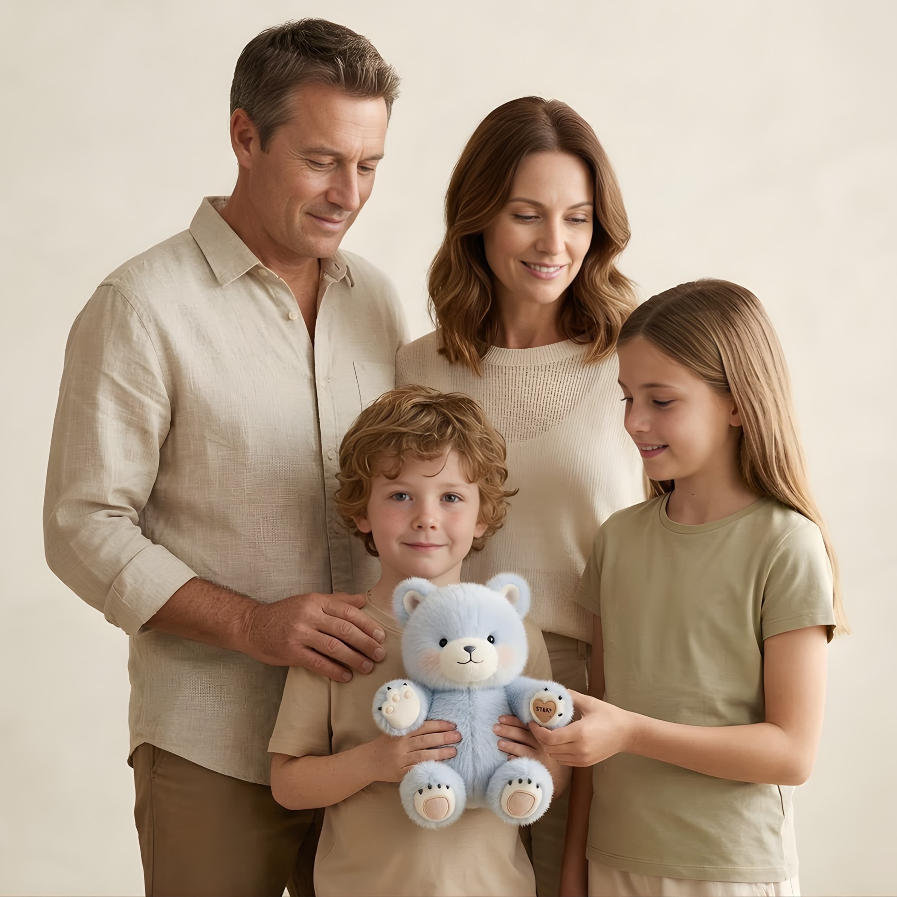 Family at home with their Aulino — the daily 9-minute emotional learning ritual for children
